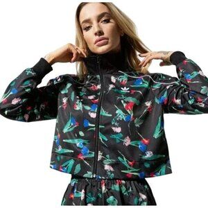 Adidas Black Floral Bellista Cropped Track Jacket